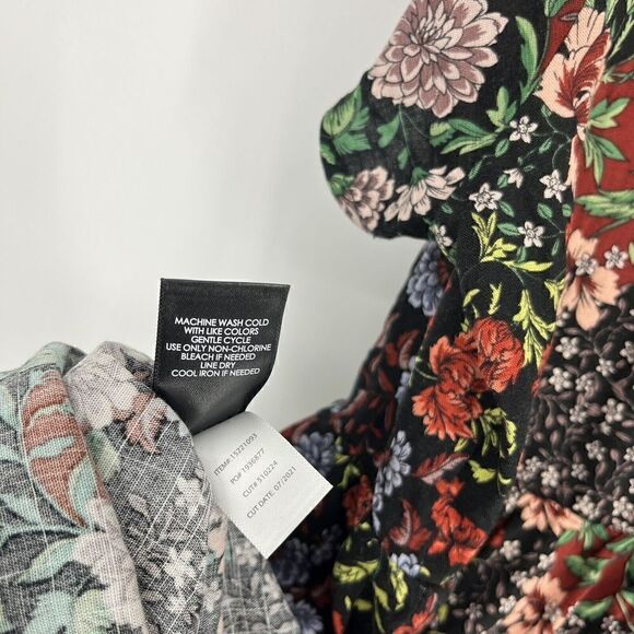 Torrid Top Size 1 Womens Black Red Lenny Floral Babydoll Blouse Boho Slub Tie - Picture 8 of 8